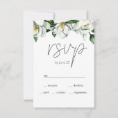 Rustikale Hochzeitskarte für Weiße Magnolien RSVP Karte (Vorderseite)
