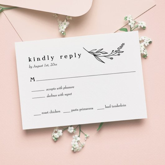 Rustikale Hochzeitskarte für Wildblume RSVP Karte