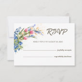 Rustikale Hochzeitskarte für Wildblumen und Bluebe RSVP Karte (Vorderseite)