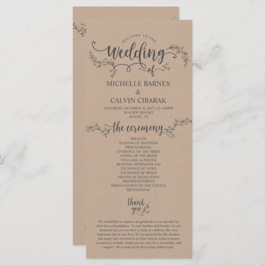 Rustikale Hochzeitskarte im kraftvollen Hintergrun Programm (Vorne/Hinten)