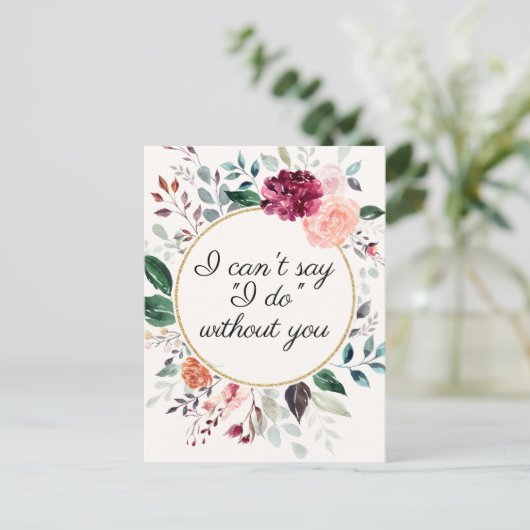 Rustikale Hochzeitskarte Postkarte (Stehend Vorderseite)