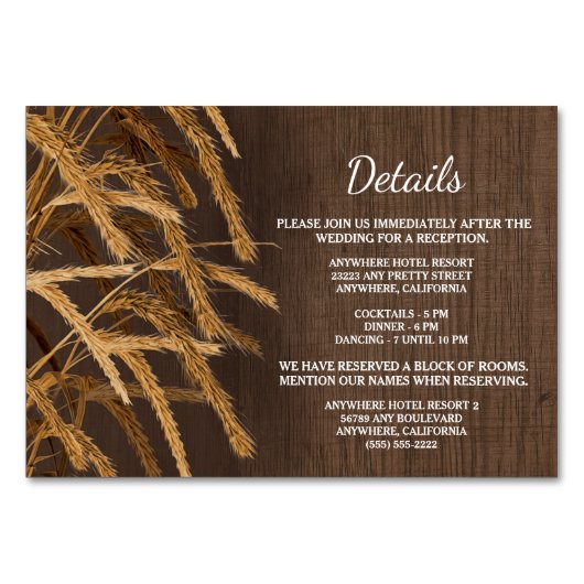 Rustikale Hochzeitskarte Tischnummer (Vorderseite)