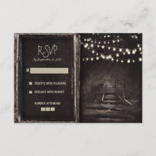 Rustikale Hochzeitskarten für Lichter und Baumweg RSVP Karte
