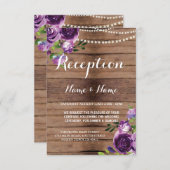 Rustikale Hochzeitskarten für Lila Blume aus Holz Begleitkarte (Vorne/Hinten)