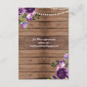 Rustikale Hochzeitskarten für Lila Blume aus Holz Begleitkarte (Rückseite)