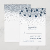 Rustikale Hochzeitskarten für Navy String Lights RSVP Karte (Vorne/Hinten)