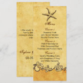 rustikale Hochzeitskarten für Seesterne Menükarte (Vorne/Hinten)