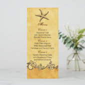 rustikale Hochzeitskarten für Seesterne Menükarte (Stehend Vorderseite)