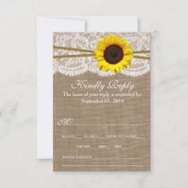 Rustikale Hochzeitskarten für Sonnenblumen RSVP Karte