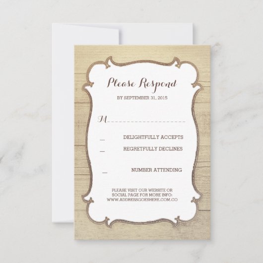 Rustikale Hochzeitskarten RSVP Karte (Vorderseite)