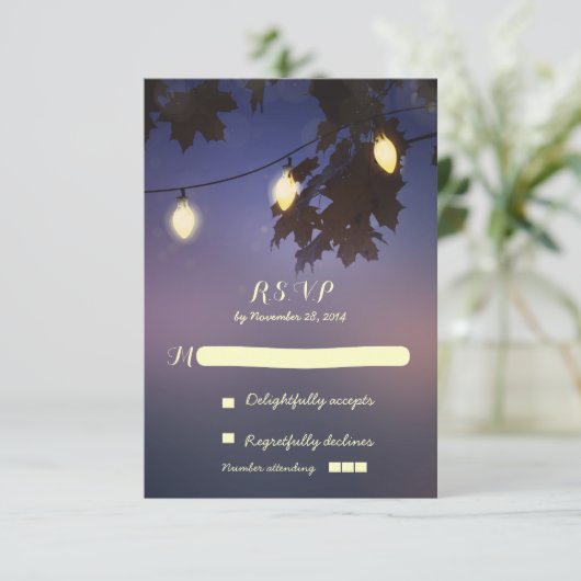 rustikale Hochzeitskarten RSVP Karte (Stehend Vorderseite)