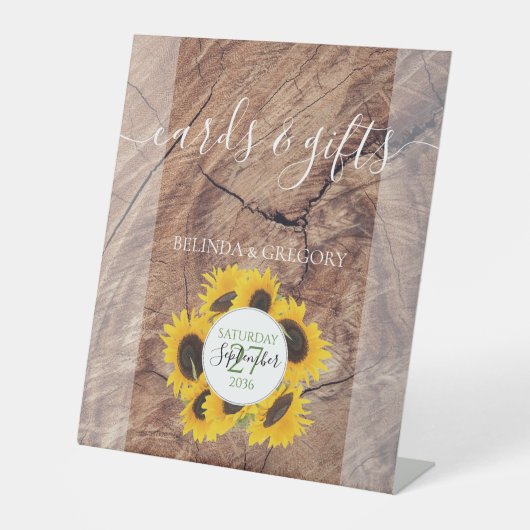 Rustikale Hochzeitskarten und Geschenke für Sonnen Sockelschild (Vorderseite)