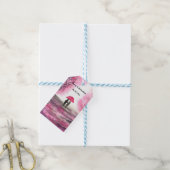 Rustikale Hochzeitskoppel Liebe Kirschblüten Geschenkanhänger (Mit Garn)