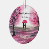 Rustikale Hochzeitskoppel Liebe Kirschblüten Keramik Ornament (Rechts)