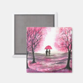 Rustikale Hochzeitskoppel Liebe Kirschblüten Magnet (Vorderseite/Rückseite)