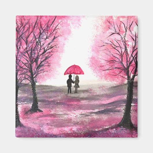 Rustikale Hochzeitskoppel Liebe Kirschblüten Magnet (Vorne)