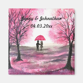 Rustikale Hochzeitskoppel Liebe Kirschblüten Magnet