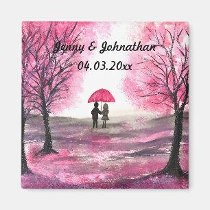 Rustikale Hochzeitskoppel Liebe Kirschblüten Magnet