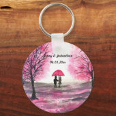 Rustikale Hochzeitskoppel Liebe Kirschblüten Schlüsselanhänger (Vorderseite)