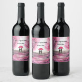Rustikale Hochzeitskoppel Liebe Kirschblüten Weinetikett (Flaschen)