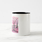 Rustikale Hochzeitskoppel Liebe Kirschblüten Zweifarbige Tasse (Mittel)