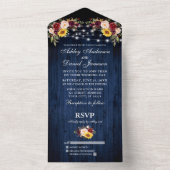 Rustikale Hochzeitslampen aus blauem, blühendem Ho All In One Einladung (Innen Boden)