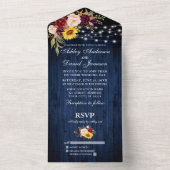 Rustikale Hochzeitslampen aus blauem, blühendem Ho All In One Einladung (Innen Boden)