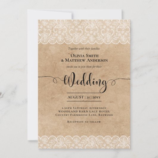 Rustikale Hochzeitslandschaft Einladung (Vorderseite)