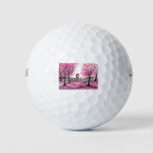 Rustikale Hochzeitsliebe Paar Kirschblüten Baum Golfball