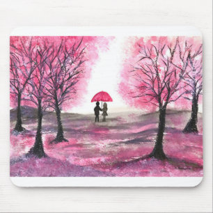 Rustikale Hochzeitsliebe Paar Kirschblüten Baum Mousepad