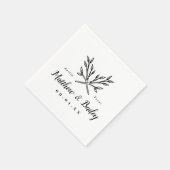 Rustikale Hochzeitsmonogramm mit Zweigen Serviette (Ecke)