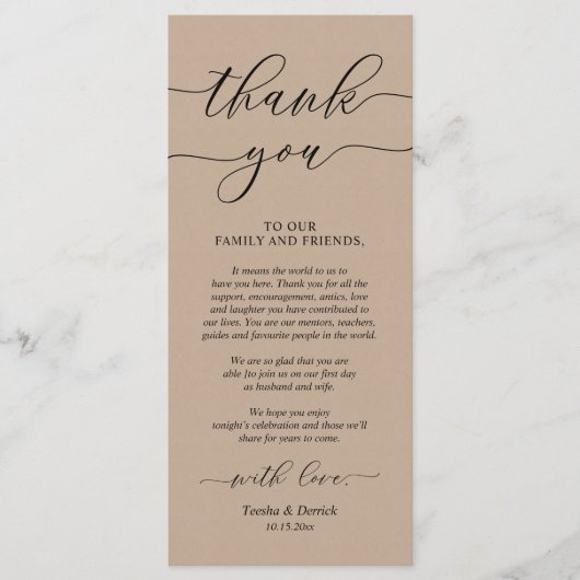 Rustikale Hochzeitsnacht - Einstellung dank Karte (Vorderseite)