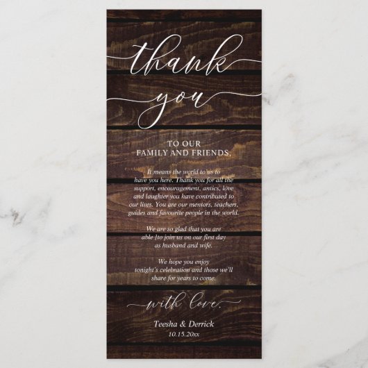 Rustikale Hochzeitsnacht - Einstellung dank Karte (Vorderseite)