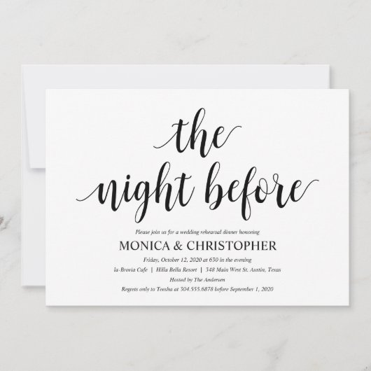 Rustikale Hochzeitsnacht Probe Einladungskarte Einladung (Vorderseite)