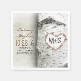 Rustikale Hochzeitsnacken mit Birkenbaum Serviette