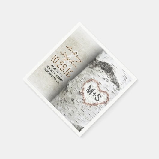 Rustikale Hochzeitsnacken mit Birkenbaum Serviette (Ecke)
