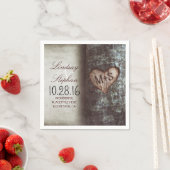 Rustikale Hochzeitsnapkins mit Baumherz Serviette (Beispiel)