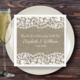 Rustikale Hochzeitsohle Vintag, Burlap-Linen Custo Serviette