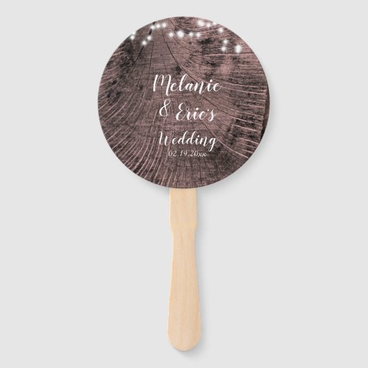 Rustikale Hochzeitspazierenlampen Programm Handfan Fächer (Vorderseite)