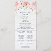 Rustikale Hochzeitsprogramm im Frühlingsblumen-Ros Programm (Rückseite)