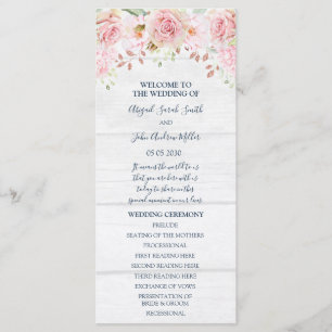 Rustikale Hochzeitsprogramm im Frühlingsblumen-Ros Programm