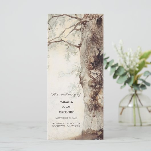 rustikale Hochzeitsprogramme für Baum und geschnit Programm (Stehend Vorderseite)