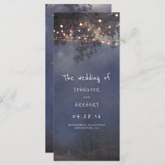 Rustikale Hochzeitsprogramme für Bäume und Lichter Programm (Vorne/Hinten)