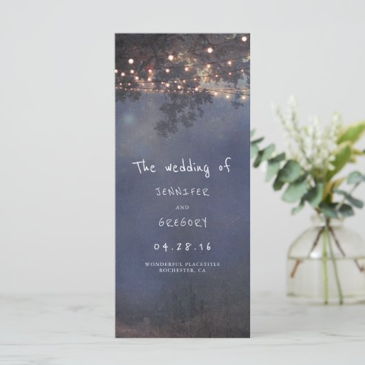 Rustikale Hochzeitsprogramme für Bäume und Lichter Programm (Stehend Vorderseite)