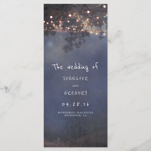 Rustikale Hochzeitsprogramme für Bäume und Lichter Programm (Vorderseite)