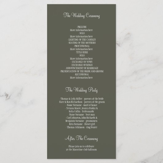 Rustikale Hochzeitsprogramme für Bäume und Vögel Programm (Rückseite)