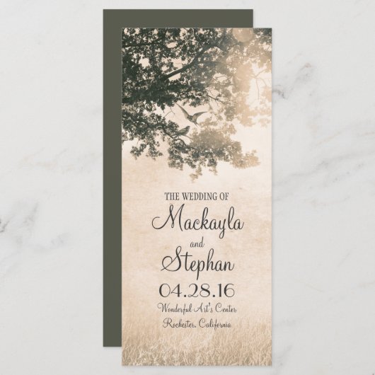 Rustikale Hochzeitsprogramme für Bäume und Vögel Programm (Vorne/Hinten)