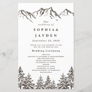 Rustikale Hochzeitsprogramme für die Pine Tree