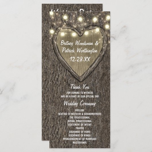 Rustikale Hochzeitsprogramme für Eichenbäume Programm (Vorne/Hinten)