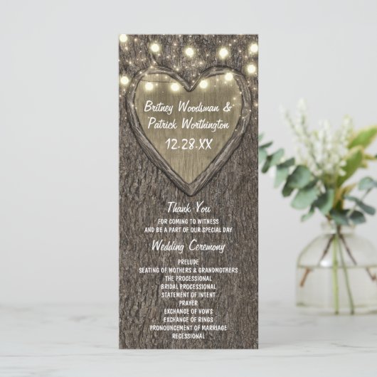Rustikale Hochzeitsprogramme für Eichenbäume Programm (Stehend Vorderseite)